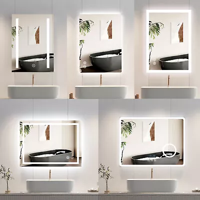 Bathroom Mirror W/ LED Illuminated Anti Fog Shaver Socket Bluetooth Speaker Wall • £135.99