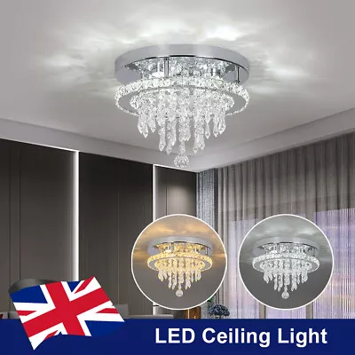 Crystal Chandelier Round Pendant Lights LED Ceiling Light Dining Room Lamp 29W • £43.99