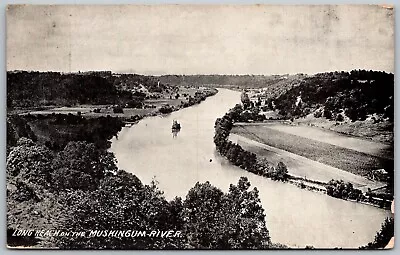 McConnellsville Ohio 1910 Postcard Steamboat Long Reach On The Muskingum River • $5.28