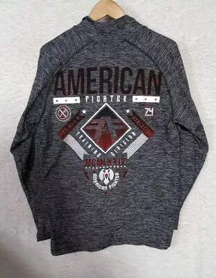 Buckle American Fighter Men's XL Gray Long Sleeve 1/4 Zip Shirt Logo Training • $25.20