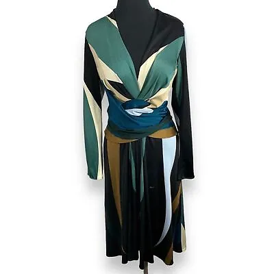 Issa London Abstract Color Block Silk Wrap Dress • $140