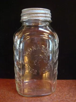 Vintage MONARCH Finer Foods Glass CHEVRONS Jar Embossed LIONS Head NEW BALL LID • $12