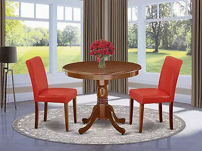 ANAB3-MAH-72 3 Piece Dinette Set For Small Spaces Contains A Round Kitchen Table • $373.99