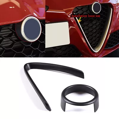 Matte Black Front Grille V Shape Cover+Logo Ring Trim For Alfa Romeo Giulia 17+ • $109.99