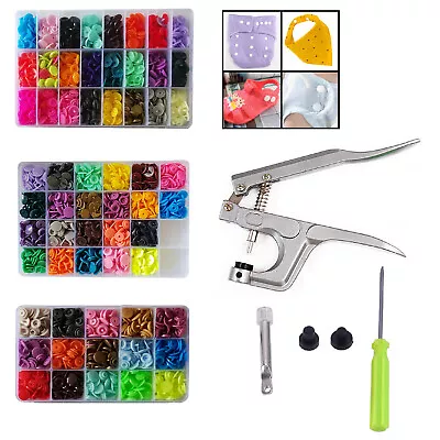 Assorted Color Sets Snaps Starter Plastic Press Poppers Resin Fasteners+1 Pliers • £12.35