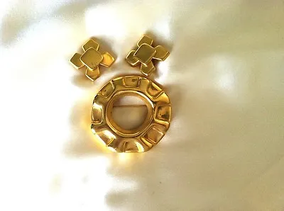 Steve Vaubel Gold Vermeil 1991 Pin Brooch & 1992 Clip Earring Set • $327.50