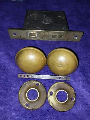 Set Of Vintage Door Knobs  Plates And Lock • $15