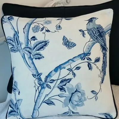 Laura Ashley Summer Palace Royal Blue Cushion Cover Piped And Back Navy Blue 18” • £26.99