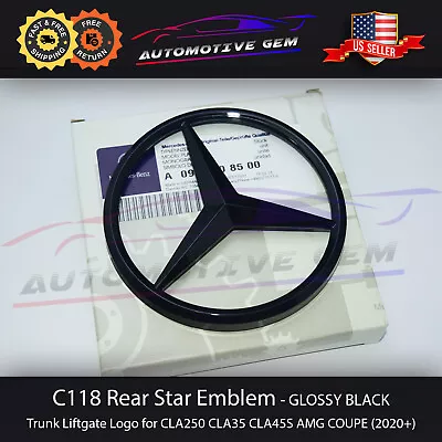C118 CLA35 Mercedes GLOSS BLACK Star Emblem Rear Trunk Lid Logo Badge AMG CLA45S • $49.99
