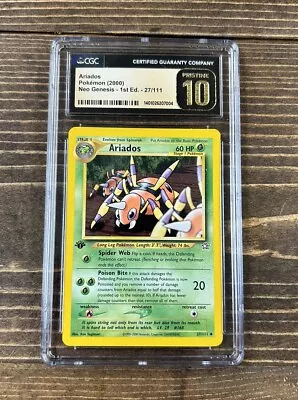 CGC 10 PRISTINE GEM MINT Ariados 27/111 1st Edition Neo Genesis Pokemon Card • $32