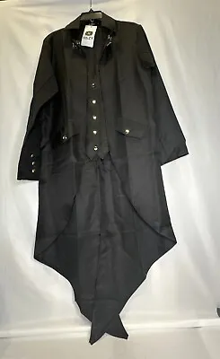 Black Steampunk Jacket MED LG XL Tailcoat Gothic Frock Costume Victorian • $19.99