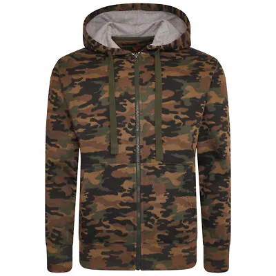 FORGE KHAKI CAMO/CAMOUFLAGE PRINT FLEECE ZIP HOODY 2XL To  8XL • £24.99