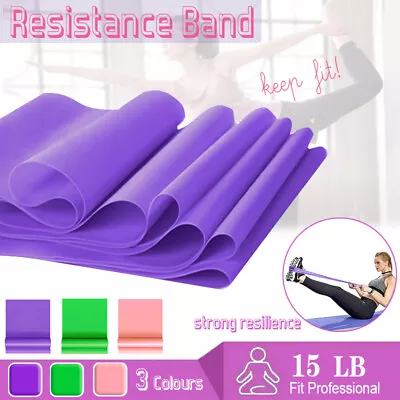 $5.45 • Buy 1.5m Elastic Yoga Stretch Resistance Bands Exercise Fitness Band Theraband AU