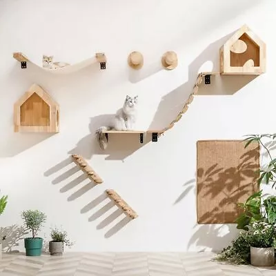 Cat Climbing Shelf Wall Mounted Four Step Stairway With Sisal Scratching Post Fo • £16.79