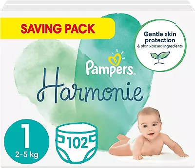 Pampers Baby Nappies Size 1 (2-5 Kg / 4-11 Lbs) Harmonie 102 Nappies SAVING P • £59.54