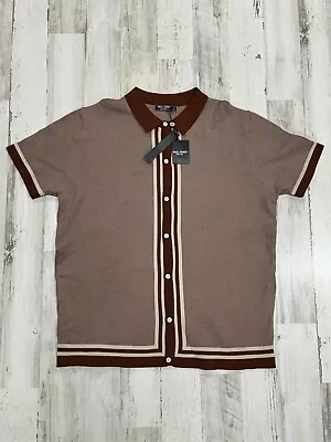 Paul Jones Mens Large Short Sleeve Striped Knit Bowling Shirt XXL • $24