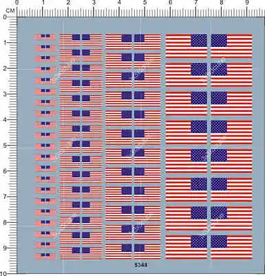 Universal Scales 1/24 1/18 1/12 1/10 USA American Flags Model Water Slide Decal • $5.83