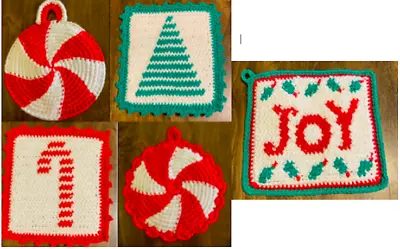 NEW Holiday Themed Crochet Hot Pad Potholder Trivet Double Thickness Cotton • $7