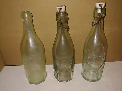 3 Vintage 1900's ChesterPennsylvania Embossed Clear Glass Beer BottlesBlob Top • $20