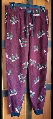 HOLLISTER California Red Christmas Tree Pajama Lounge Pants Size M • £16.38