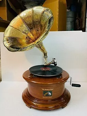 HMV Vintage Gramophone Phonograph Vinyl Recorder Working Player Look Wind Up Gif • $559.48