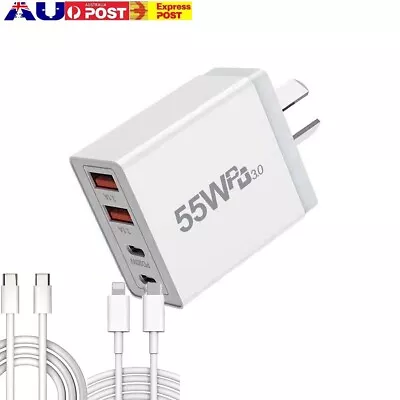 55W 4 Port USB-C PD Fast Charging Wall Charger Power Adapter Type-C For IPone 15 • $7.99