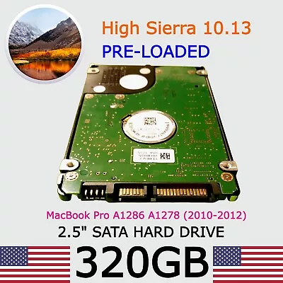 MacBook Pro Hard Drive High Sierra 10.13 320GB HD 2.5 2010 2011 2012 A1278 A1286 • $19.68