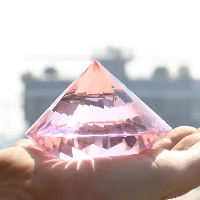 80mm Pink Glass Crystal Diamond Paperweight Photograph Props Centerpiece Decor • $21.55