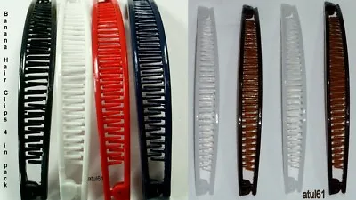 Set Of 4 Plain Banana Hair Clip Ponytail Comb Hair Grips Fashion Accessories New • £2.79