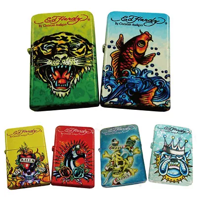 Ed Hardy Oil Lighter Tattoo Design Flip-Top Flint Refillable Your Choice One  • $12.97