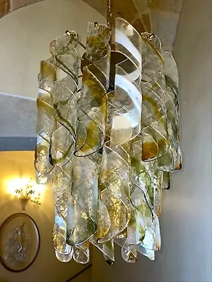 Chandelier Vintage Murano A Canes Twisted (Harlequin) By Mazzega • $1230.31