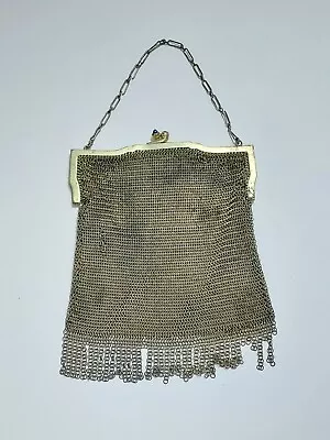 Antique Whiting & Davis CHAIN MAIL SOLDERED MESH Flapper Purse Amethyst Sapphire • $9.95