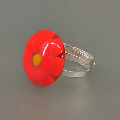 9917055-d 925er Silver Ring Colorful Ringkopf From Millefiori-Glas Size Flexible • $42.64