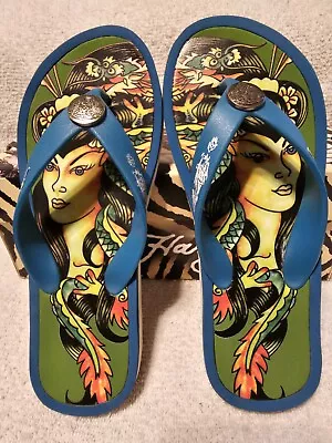 Ed Hardy Flip Flop Sandals  Women  GIESHA  Blue W/ Box • $25.99