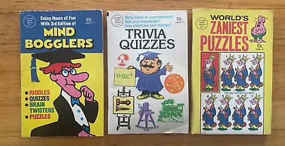 3 Globe Mini Mags Zaniest Puzzles / Mind Bogglers / Trivia Quizzes 1980's • $9.99