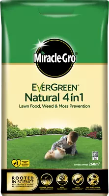 Miracle Gro Natural 4 In 1 Lawn Food Feed Weed Moss Killer 85sqm 175sqm 260sqm • £38.99