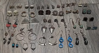 Assortment Lot Of 30pair Gold/silver Tone Dangle/stud Pierced Earrings Vtg-now • $15