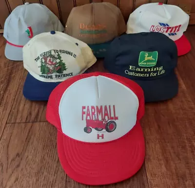 Snapback Trucker Hat Vintage Lot Of 6 Adjustable Caps 80s 90s Mostly Unworn • $14.99