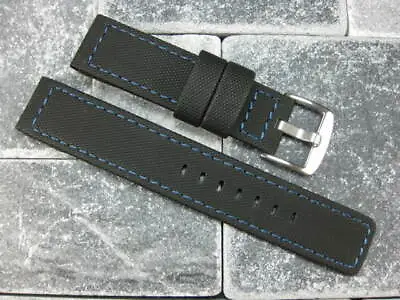 22mm PVC Composite Rubber Band Black Diver Watch Strap Kevlar For Maratac Blue X • $30.29