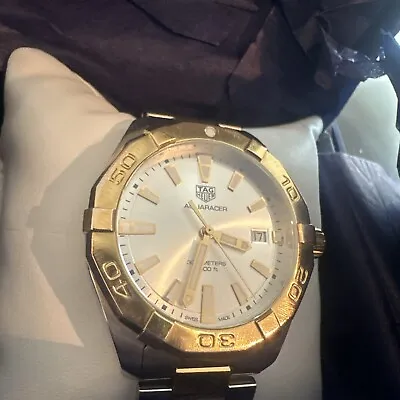 Tag Heuer Aquaracer Calibre 5 Wbd1120 Two Tone Gold Swiss Made Watch Sapphire Cr • $1399