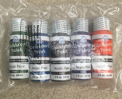 New Plaid FolkArt Chalkboard Acrylic Paint 5 Lot Multicolors 2 Fl Oz Each • $10.99