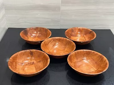 Set Of 5 Wooden Bowls 6” • $19.99