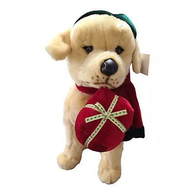 E & J Classic Christmas Labrador Realistic Plush Stuffed Animal Holding Present • $24.95