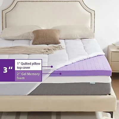 BDEUS 3  4  Dual Layer Memory Foam Mattress Topper With Pillowtop Mattress Pad • $119.99