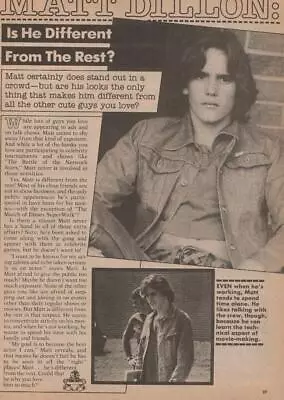 Matt Dillon Teen Magazine Pinup Clipping Tiger Beat Different Form The Rest 80s • $2.50