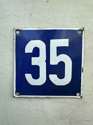 Number 35 Vintage Enamel House Numbers Made In Europe Room Hotel FREE POSTAGE • $46.48