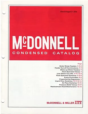 VINTAGE 1970 McDonnell Condensed Catalog Water Feeder Switch Valve Pump Guide • $45