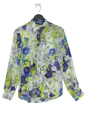 Zara Women's Shirt S Multi Floral 100% Polyester Long Sleeve Collared Basic • £16