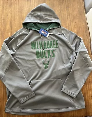 NWT NBA Milwaukee Bucks Team Hoodie Sweatshirt Grey Dri-fit Men’s Xxl 2XL New • $49