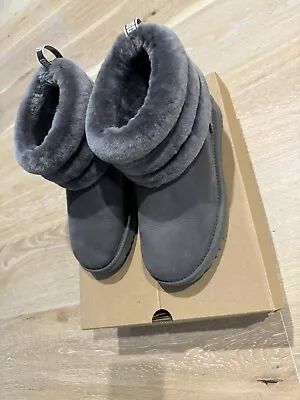 UGG Fluff Mini Quilted Women's Boots Charcoal Grey Size 7 • $35